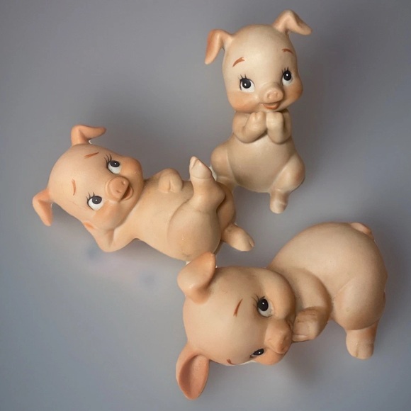 Lefton Other - VINTAGE - SET OF 3 - LEFTON - PORCELAIN PIG - PIGLET - 3" - FIGURINES